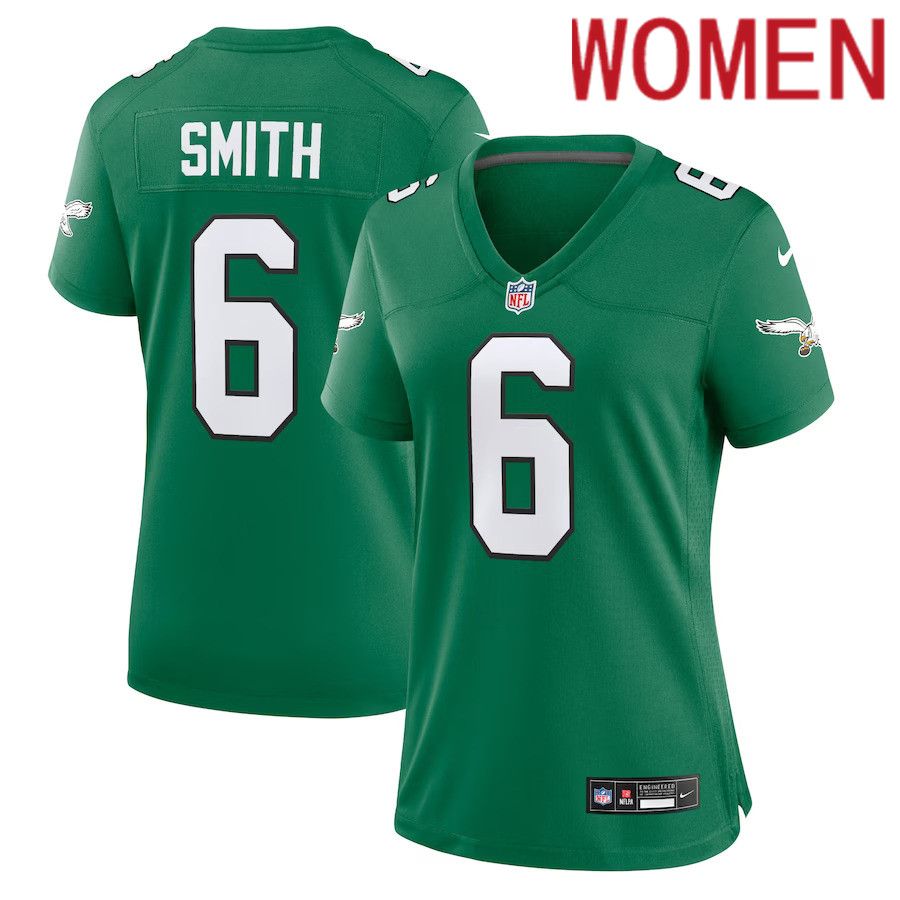 Women Philadelphia Eagles #6 DeVonta Smith Nike Kelly Green Alternate Player Game NFL Jersey